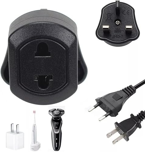 NeoEssenz Toothbrush Adaptor Plug Electric Shaver Shaving adaptor 2 Pin Plug To 3 Pin Plug Shaver Adapter (1*Powerplug-B)