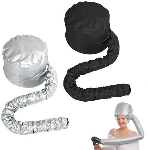 XRVRILE 2 Stück Trockenhauben für Haare, Diffusor Föhn Diffuser Cap, Attachment Locken Haube für Haartrockner Föhnhaube, Diffuser Cap für Locken Tiefenpflege Haar Haube, Schwarz und Grau