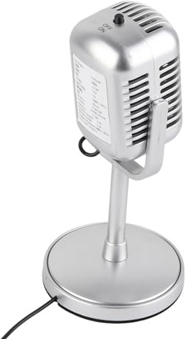 Asixxsix Dynamisches Geangsmikrofon, Plug-and-Play-Kabel-Retro-Kondenatormikrofon MIT Einstellbarem Winkel, Klarer Klang, Vintage-Mikrofon MIT Ständer für Studioau Fonnahmen, Karaoke