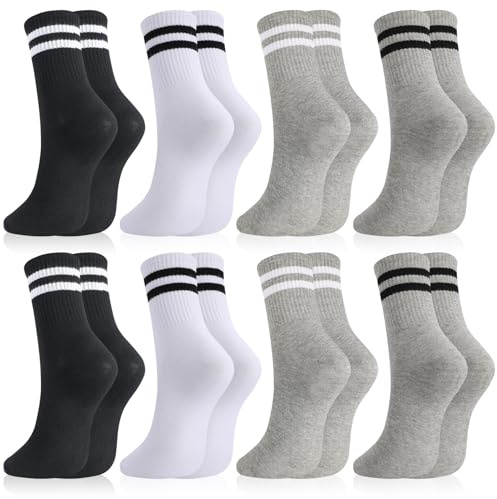 Utensilsto 6 paia di calzini da uomo e donna, 35 – 38, 39 – 42, 43 – 46, calzini sportivi da tennis, a righe, in cotone, per uomo e donna, colore nero, grigio, bianco, 2 Nero, 2 Bianco, 4 Grigio, 43