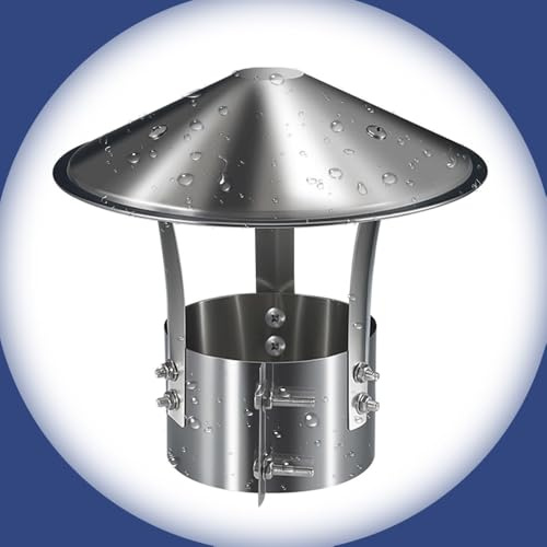 Cappello Per Camino In Metallo, 90mm 130mm 200mm 250mm Comignolo Terminale Canna Fumaria, Copertura Antipioggia In Acciaio Inossidabile Per Tetto(150mm/6in)