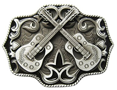 Schnalle123 Boucle de ceinture country music musique western guitare optique 3D pour ceinture interchangeable ceinture boucle modèle 111, argenté