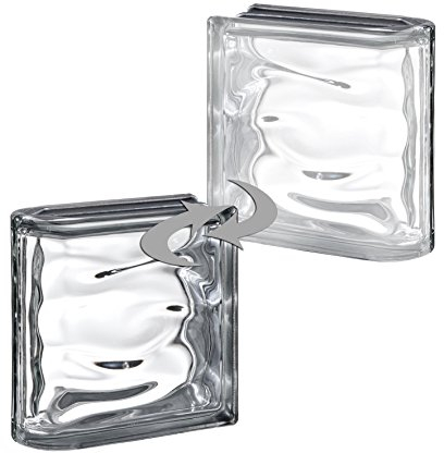 1 Stück BM Glasstein AQUA Reflex Anthrazit einseitig satiniert (Milchglas) 19 x 19 x 8 cm - Endstein Horizontal