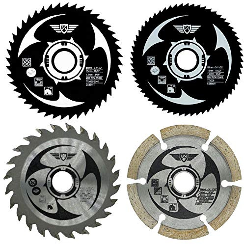 4 x TopsTools CSK85_4 85mm 24T 44T 60T TCT HSS Diamond 15mm Bore Saw Blades | Durable, For wood, metal, tile, Long life, Precision cutting blade designed for smooth cuts and long service life, HSS