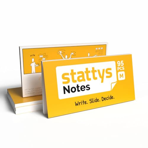 Stattys Notes selbstklebende Haftnotizen Moderationskarten, 5 Blöcke je 20 x 10 cm, Weiß