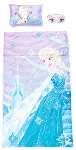 Jay Franco Disney Frozen Let It Go 3 Piece Sleepover Set - Cozy & Warm Slumber Bag with Pillow & Eye Mask