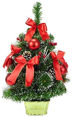 Christmas Concepts® 60cm Verzierter bereifter Baum mit Tannenzapfen & roten Dekorationen