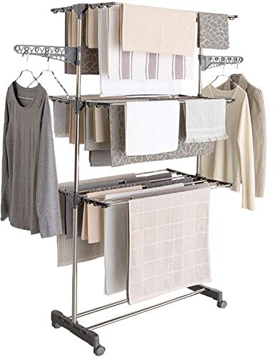 IDMarket - Stendibiancheria inox MAXIMA grigio pieghevole Alt. 145 cm