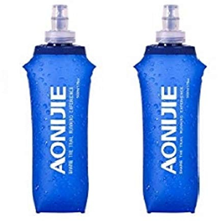 Lot de 2 bouteilles d'eau de course en TPU souple sans BPA anti-fuite pour hydratation – Idéal pour la course à pied, la randonnée, le cyclisme, AONIJIE (250 ml)