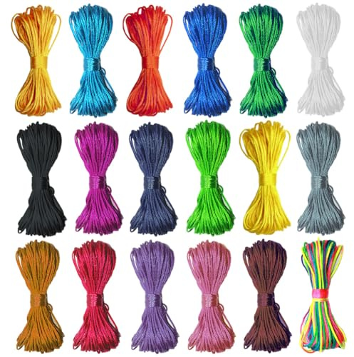 Ewparts 180 Metri Fili Nylon Cordoncino 1,5 mm Satin Seidenschnur 18 Colori