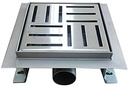 Duschrinne 25x25 cm Quadratisch Bodenablauf Randablauf aus Edelstahl sehr flach – in 4 Größen Q3