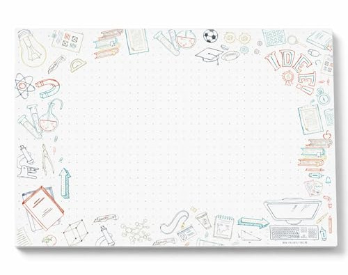Friendly Fox Back to School Schreibtischunterlage Papier DIN A2 | XXL Notizblock zum Abreißen, Mal- und Schreibunterlage für Kinder