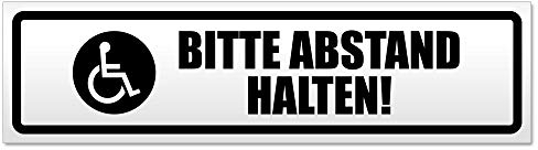 Kiwistar Bitte Abstand halten! Motiv 2 - Hinweis Sticker selbstklebend für Kfz, Fahrrad, PKW, LKW - 45cm - Schwarz - Auto Aufkleber Heckscheibe, Stoßstange