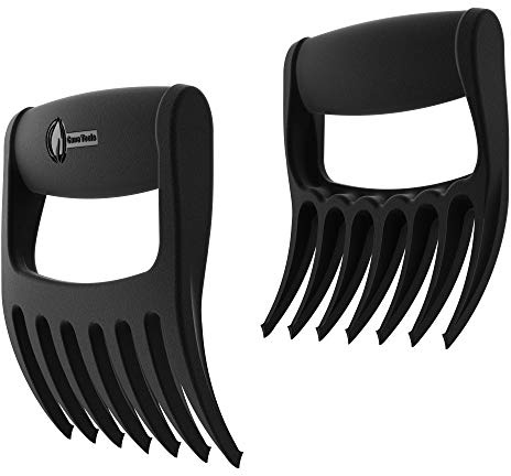 Cave Tools Talon-Tipped Meat Claws for Shredding Pulled Pork, Chicken, Turkey, and Beef- Handling & Carving Food - Barbecue Grill Accessories for Smoker, or Slow Cooker - Black Metal Grip