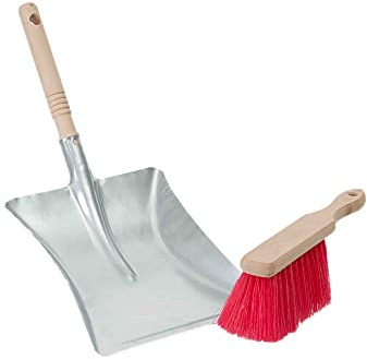 Novaliv Kehrgarnitur mit Handfeger Langer Stiel I 45 cm I Elaston I Kehrschaufel Set Kehrset Handkehrset