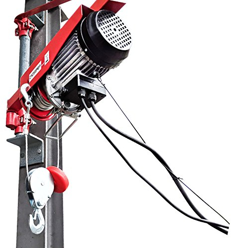 CROSSFER PA800YT Elektrischer Seilhebezug 230Volt für 400kg/800kg Last Seilwinde mit Umlenkrolle als Flaschenzug Seilzug 18 Meter Hubhöhe Hebezug Lastkran