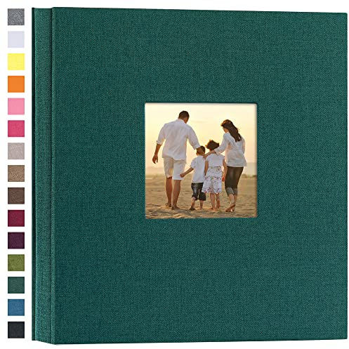 potricher Album photo pour 1000 photos de 10 x 15 cm, couverture en lin, livre photo pour famille, anniversaire de mariage, vacances, bébé, (vert foncé, 1000 poches)