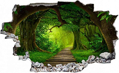 Wandtattoo Wandsticker Wandaufkleber 3D-Effekt Durchbruch Weg Im Wald Märchenwald für Babyzimmer Kinderzimmer 50x79cm