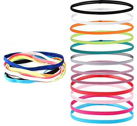 Zeayebsr Sport pannband elastiska hårband halkfria pannband för kvinnor män halkskydd tunna sport svettband för löpning yoga jogging (12 färger)