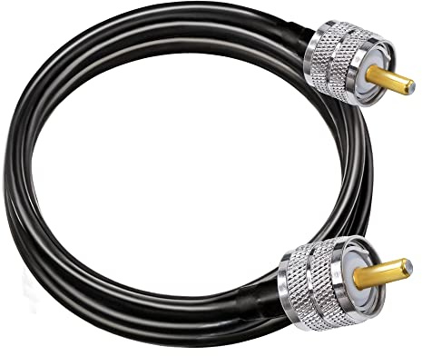PL259-kabel RG58 CB radiokabel PL259 6,6 ft (2 m) SO239 UHF hane till hane förlängningskabel svart, RF koaxialkabel med låg förlust PL-259 koaxialkabel för tvåvägsradio