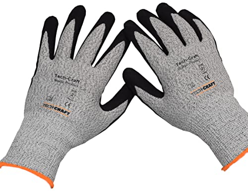 TECH-CRAFT® professionelle Schnittschutzhandschuhe Blade Protect Gr.10 | 3-Paar | Touchscreen-kompatibel | mit Nitril | Hochleistungs-Polyethylen + Glasfaser + Polyester | Arbeitshandschuhe