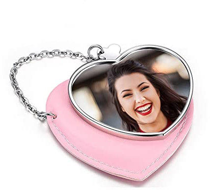 AllerPierce Mini Taschenspiegel mit Personalisierte Foto Portable Kosmetikspiegel Gedenken Compact Spiegel Makeup Tools