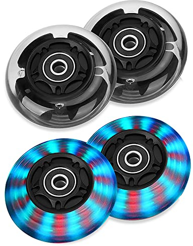 80mm LED Scooter Ersatzräder - 2 Stück Mit ABEC9 Kugellager für Micro Globber Razor Roller K2 Inliner