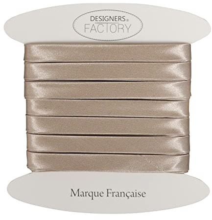 designers-factory Schöne Satin schrägband - Satin schrägband ideal für raffinierte Abschlüsse sowohl an der Außenseite Ihrer Kreationen als auch zum Abdecken Ihrer Nähte. (Um 10 Meter, Beige)