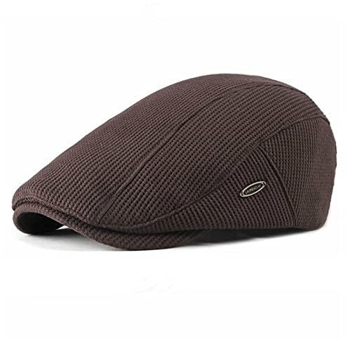 QBQZXAOSOWH Barett Cap Flache Kappe Dicke Warme Gestrickte Schiebermütze Für Herren Liner Baskenmütze Klassische Vintage Schiebermütze Ballonmütze In Erwachsenengröße Kaffee
