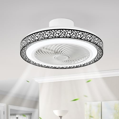 LOKUNM ventilateur plafond avec lumiere 50CM réglable ventilateurs de plafond 35W timing ventilateur plafond silencieux 3 vitesses de vent ventilateurs de plafond avec lampe intégrée telecommande