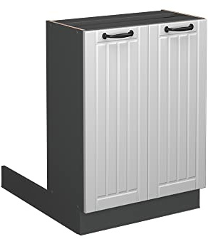 Vicco Kücheninsel Fame-Line, Weiß Landhaus, 60 cm | MDF-Front · 1 Einlegeboden · Höhenverstellbare Füße · Metallgriffe · Soft-Close