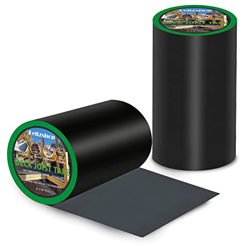 Felizshop Balkenband für Terrassendielen 15,2 cm x 15,2 m, wasserdichtes Butyl-Deckbalkenband für Holzbalken und Baubalken, Butyl-Blinkband für Oberseite von Balken, Felgen und Unterbalken (2 Rollen)