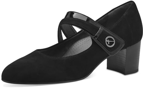 Tamaris Comfort décolleté da donna con cinturino Mary Jane in pelle, Nero (Black), 38 EU