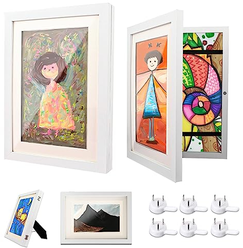 Ciscle Bilderrahmen Kinderzeichnungen, 2 Stück A4 Befüllba Kunstfotorahmen Kinder, Frontöffnung Kunstwerke, Ideal für , Kunstprojekte, Schule, Zuhause (Weiß)