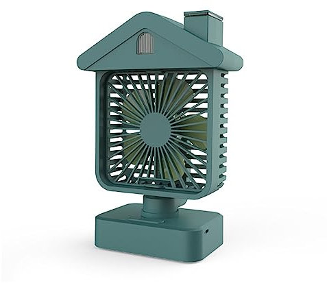 Mgiahekc Portable Rechargeable Fan, 9 Inch Misting Fan with Light for Office, Bedroom, USB Battery Powered Fan with 3 Speeds for Outdoor Tents Travel Summer-Green