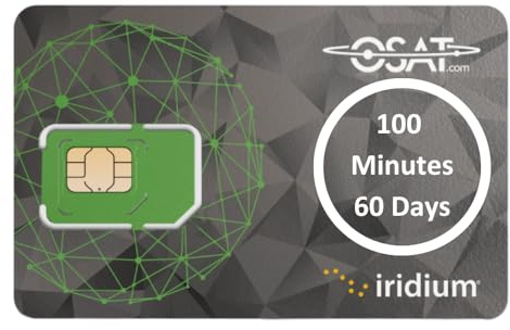 OSAT Iridium Satellite SIM-kort + 100 förbetalda minuter under 60 dagar | Global täckning | Pålitlig kommunikation | Fungerar med Iridiumenheter | Nöd- och fjärranvändning
