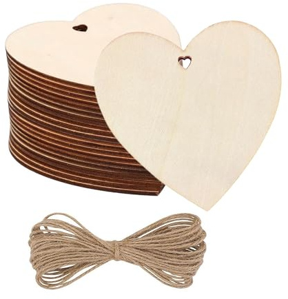 20pcs Holzherzen Deko,10cm Holzherzen Zum Beschriften Holz Herzen Deco Scheiben mit 10m Jute Schnur,Holzherzen Scheiben für Weihnachten,DIY,Kunsthandwerk, Kinder Geschenkanhänger,Kartenherstellung