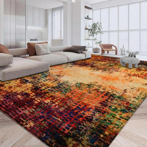 Imperial Rooms Machine Washable Rugs Living Room Large 200x290 cm – Short Pile Area Rugs For Bedroom Dining Room Non Slip Carpet Traditional Multicolored Design Vintage Boho Cashmere Rug, Vibrant