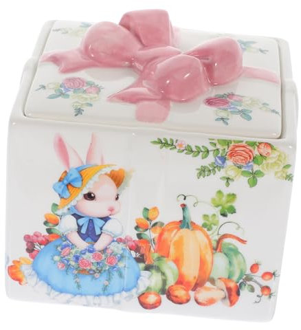 NAMOARLY Caja Cerámica Diseño De Conejo De Pascua Contenedor Multifunional Para Snacks y Accesorios Para Decoración De Pascua