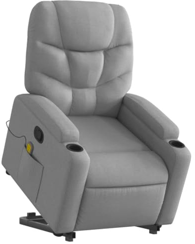 vidaXL Massagefåtölj med uppresningshjälp ljusgrå tyg, fåtölj, fåtölj med uppresningshjälp, reclinerstol, fåtöljer, fåtöljer med uppresningshjälp