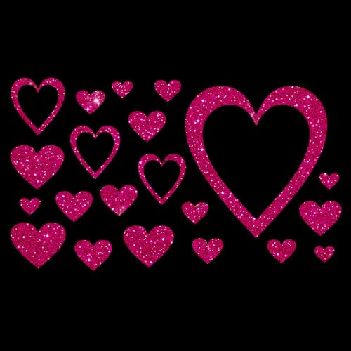 Glitzerdeals Bügelbilder Glitzer Bügelbilder Karneval Herzen Herz Aufbügler für Textilien Karneval Kostüm Herzen Bügelflicken Herz Fasching Patch zum Aufbügeln Herzen pink