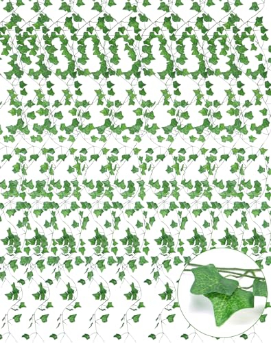 QWORK® 24 Stück Künstliche Efeu-Girlande, Künstliche Efeublätter, Efeu Girlande Künstliche Efeu-Girlande für Schlafzimmerästhetik für Garten, Wand, Hochzeit, Party, Küche