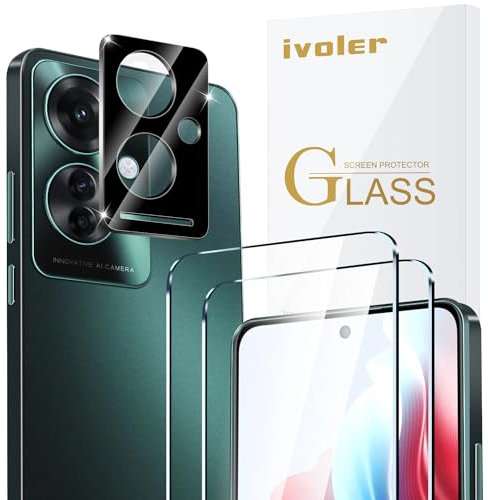 ivoler 2 Piezas Cristal Vidrio Templado Protector de Pantalla para OPPO Reno11 F 5G / OPPO Reno 11F 5G, con 1 Piezas Protector de Lente de Cámara, 9H Dureza, Antiarañazos, Sin Burbujas