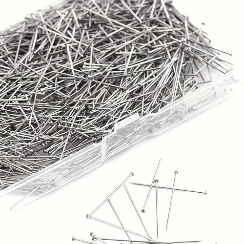 Spilli senza testa, 26 mm, in pratica scatola, per fai da te, cucito e merceria (1000 pezzi)