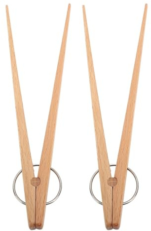 2 st trä mattång bokhandtag brödmatlagning grilltång