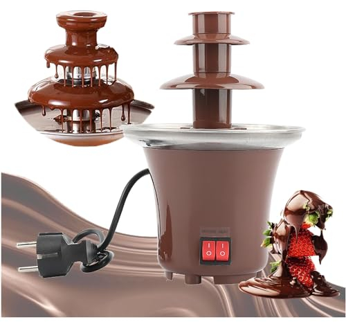 PLABNK Fuente De Fondue De Chocolate, Fuente Estilo Barrena De 3 Niveles, Calentamiento Constante+Operación Simple, Fácilmente Desmontable/Fácil De Limpiar,Brown