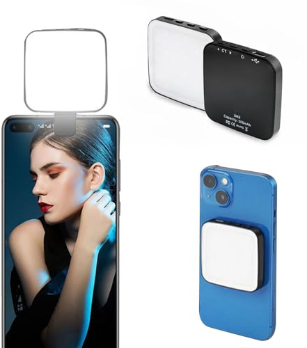 Fourmor Mini-Selfie-Licht mit Magnet für iPhone – wiederaufladbares Handy-Selfie-Licht mit 3 Lichtmodi/3 Helligkeitsstufen, tragbares Telefonlicht für Videoaufnahmen/Selfies/TikTok/Live-Streaming