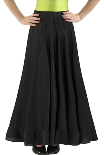 AMARU SANCHESU Jupe de danse flamenca pour fille avec un volant, Noir , 10 ans