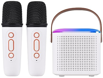 Solinder Mini Karaoke Machine Mini Karaoke Machine Portable Microphone & Sound Box Set Home KTV BT Speaker with 2 Microphones Home Outdoor Wireless Loudspeaker Rechargeable Voice Box & Handheld Mic Ka