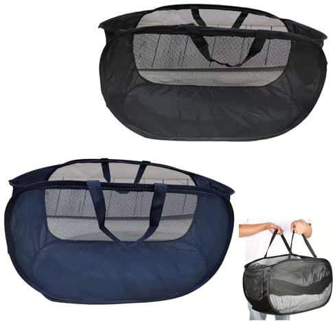 Pop Up Wäschekorb 2 Stück Faltbarer Wäschekorb mit Griff Großer Wäschekorb Aufbewahrungskorb Mesh Aufbewahrungskorb für Kinderzimmer Camping Reisen